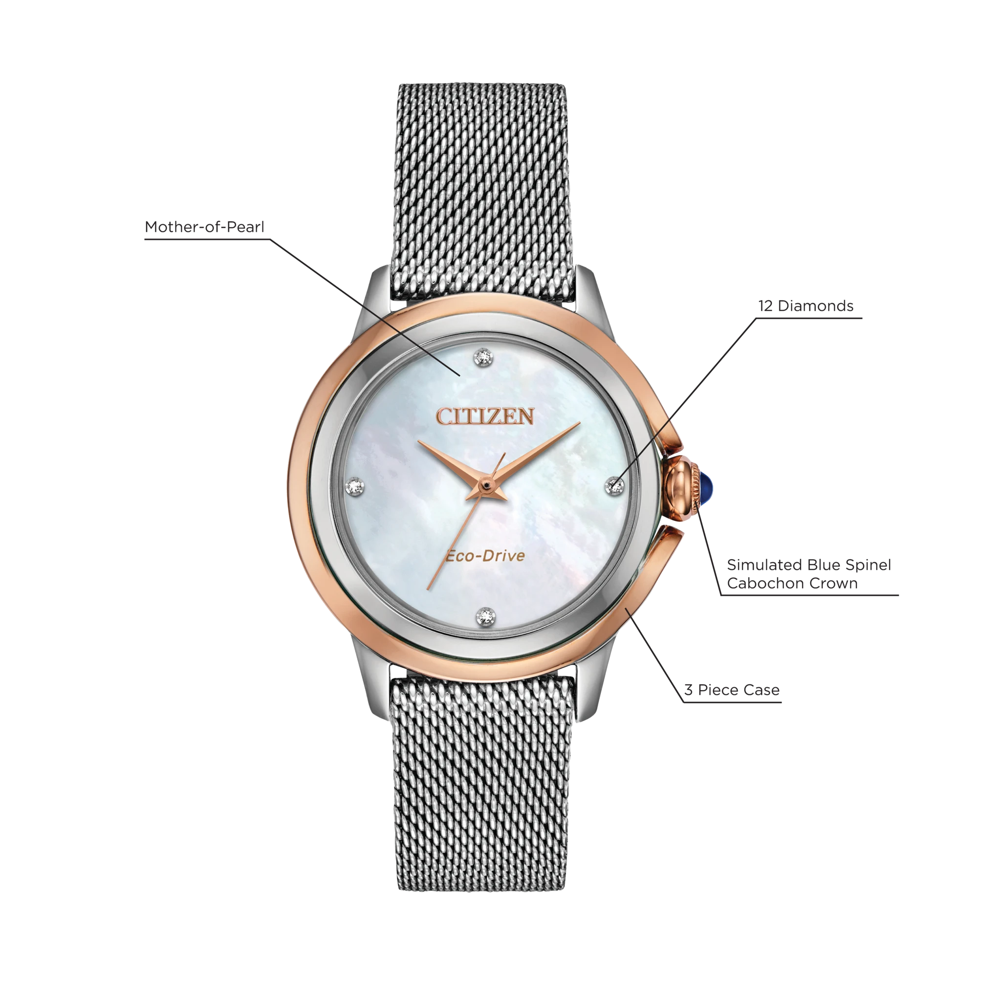 Citizen Ceci Ladies Eco-Drive White Dial Stainless Steel Watch